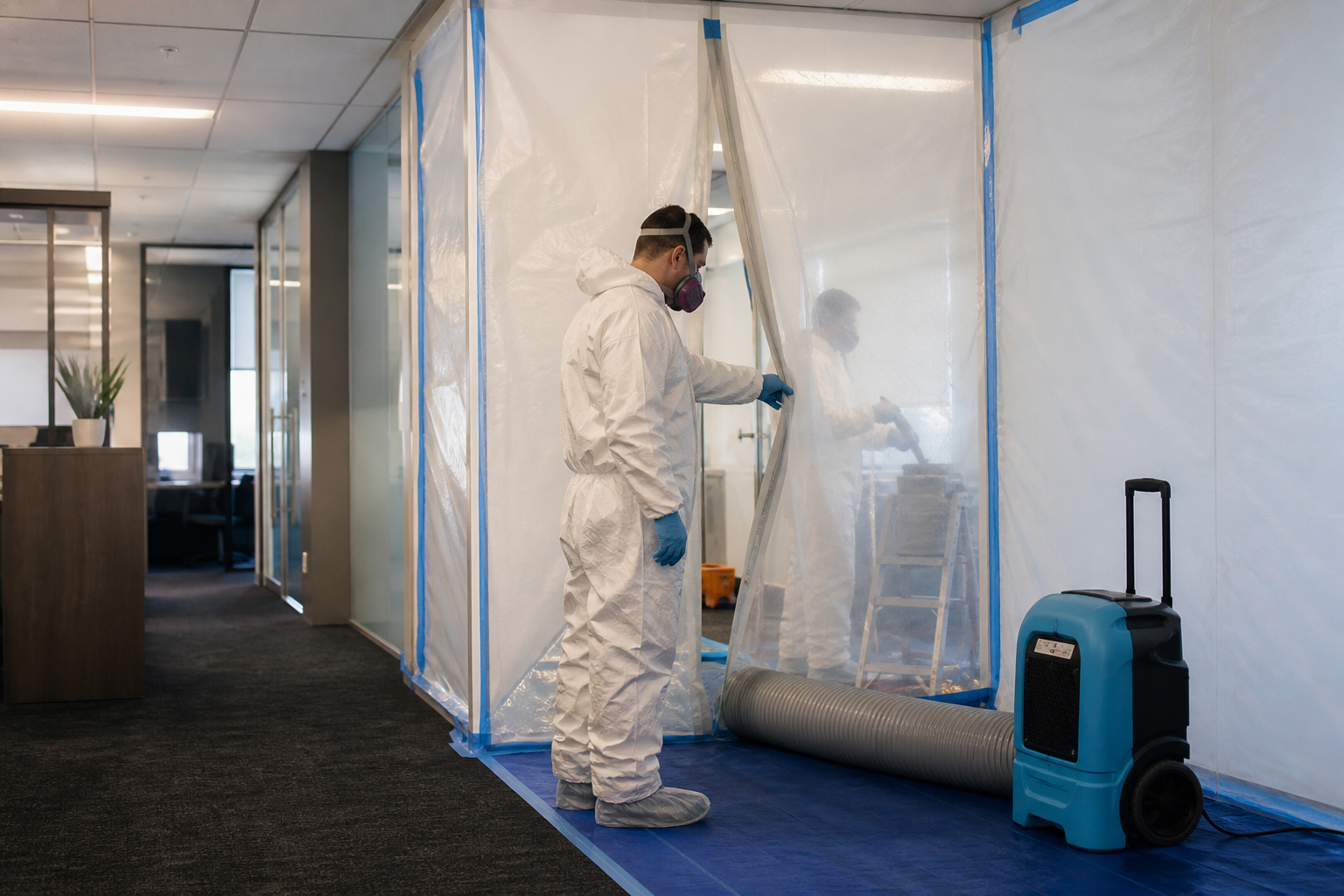 Professional remediation containment in an Ontario commercial office